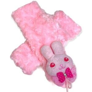 Pink Fuzzy Furry Rabbit Wrap Kids Scarf